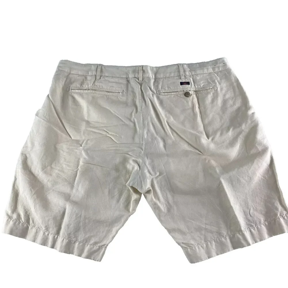 Faherty Shorts Mens 38 Beige Linen Blend Chino Pockets Lightweight Tradewinds